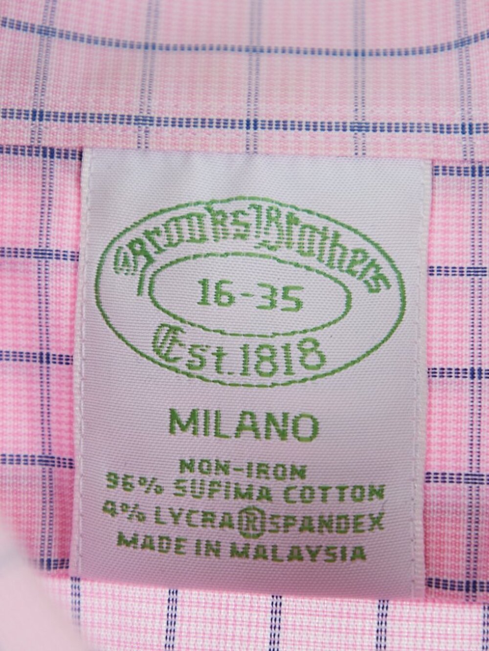 Brooks Brothers Milano Supima Cotton Lycra Button Up Shirt Pink Men's 16-35 - Picture 3 of 5